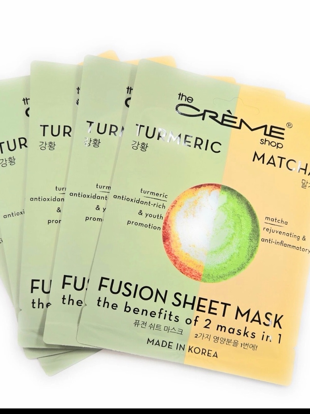 The Crème Shop Turmeric + Matcha Fusion Sheet Mask — Green/Yellow